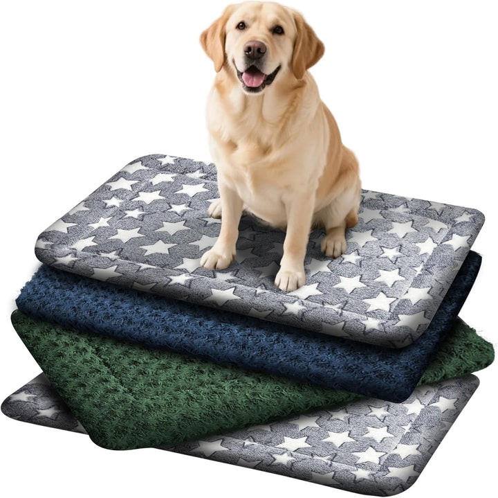 Washable Dog Bed Plush Orthopedic Outdoor Crate Mat with Non-Slip Bottom,Luxe Soft Kennel Pad for Pets, Cozy Cage Cushion & Pet Sleeping Mattress Large Sized,Medium,Small Dogs,24 X 18 Inch,Gray