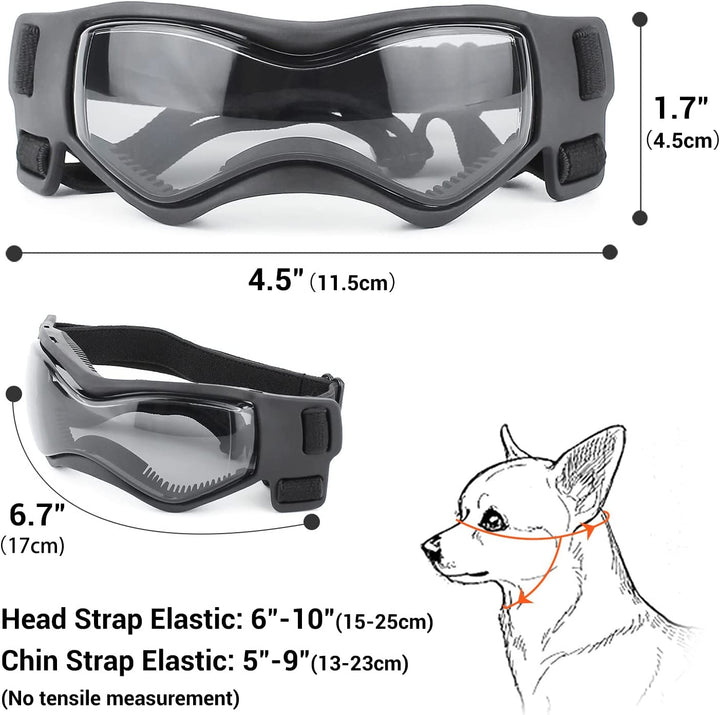 Small Breed Dog Goggles, Sunglasses with UV Protection for Outdoor Riding & Driving, Black