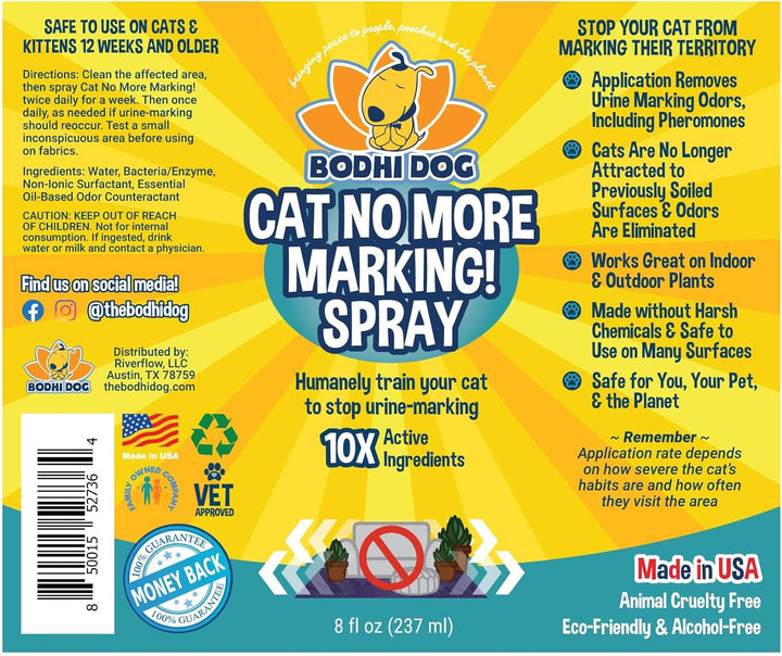 Cat No More Marking! Spray - Indoors & Outdoors Cat Urination Deterrent - Neutralizes Strong Odors from Marking - Pet-Safe Formula for Everyday Use - Made in USA (8 Fl Oz)