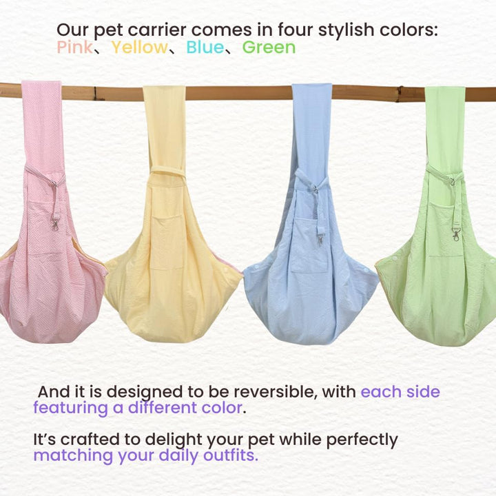 Cat Sling Carrier, Dog Purse Carrier for Small Dogs Cats 3-15 Lbs, Puppy Carrier Breathable Fabric with Storage Pockets