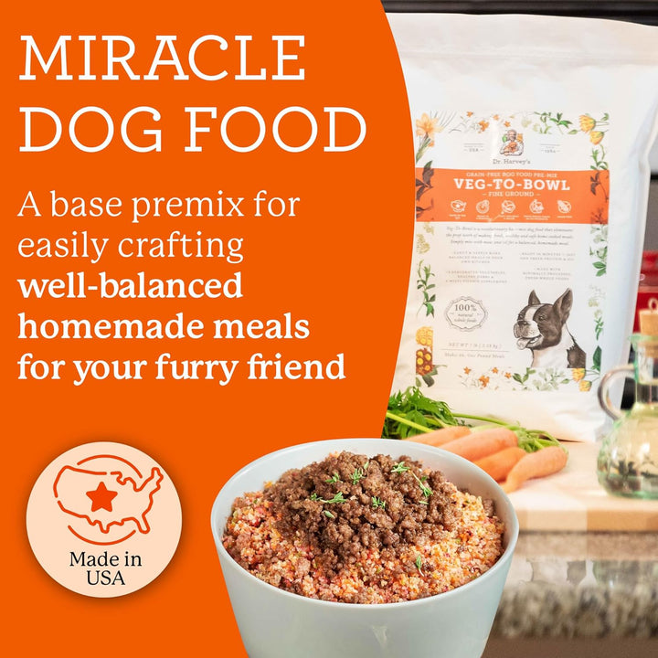 Veg-To-Bowl Fine Ground Dog Food, Human Grade Dehydrated Base Mix for Dogs, Grain Free Holistic Mix for Small Dogs (3 Pounds)
