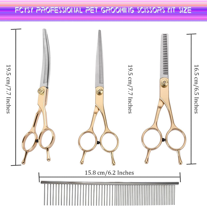 Dog Grooming Kit - Hair Scissors Thinning Shears Set for Dogs & Cats