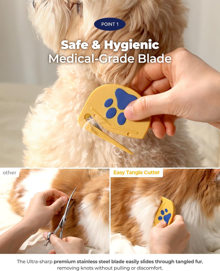 ] Matt Splitter for Dogs & Cats | Professional Dematting Tool with Steel Blade | Easily Removes Knots, Mats & Tangles | Safe & Gentle Pet Grooming Comb for Long & Medium Coats