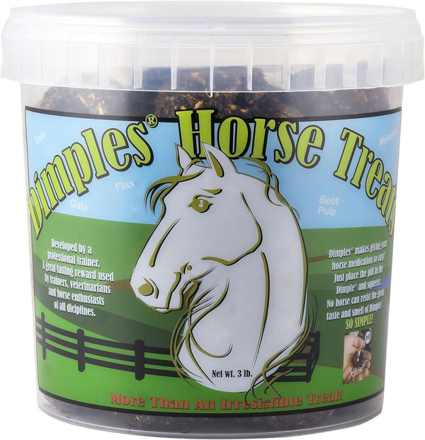 with Pill Dimples - 3Lb Tub of Usa-Made Horse Cookies with Beet Pulp - Tasty, Healthy, & Organic Treats - Equine Pill Dimples for Meds