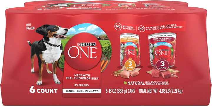 Classic Ground Chicken and Brown Rice, and Beef and Brown Rice Entrees Wet Dog Food Variety Pack - (Pack of 6) 13 Oz. Cans