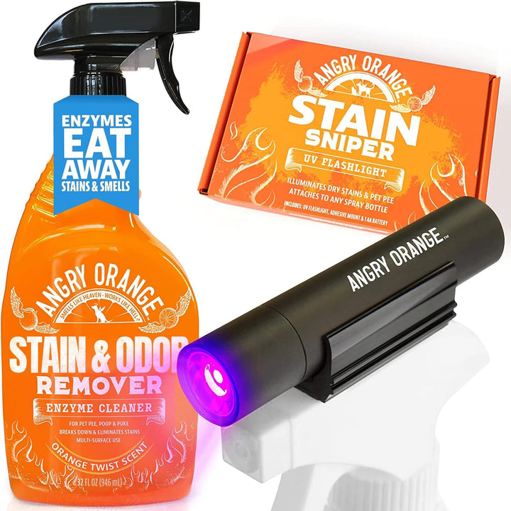 Stain Remover - 32Oz Enzyme Pet Cleaner - Dog & Cat Urine Destroyer and Stain Remover - Citrus Spray Cleaning Solution - Puppy Supplies