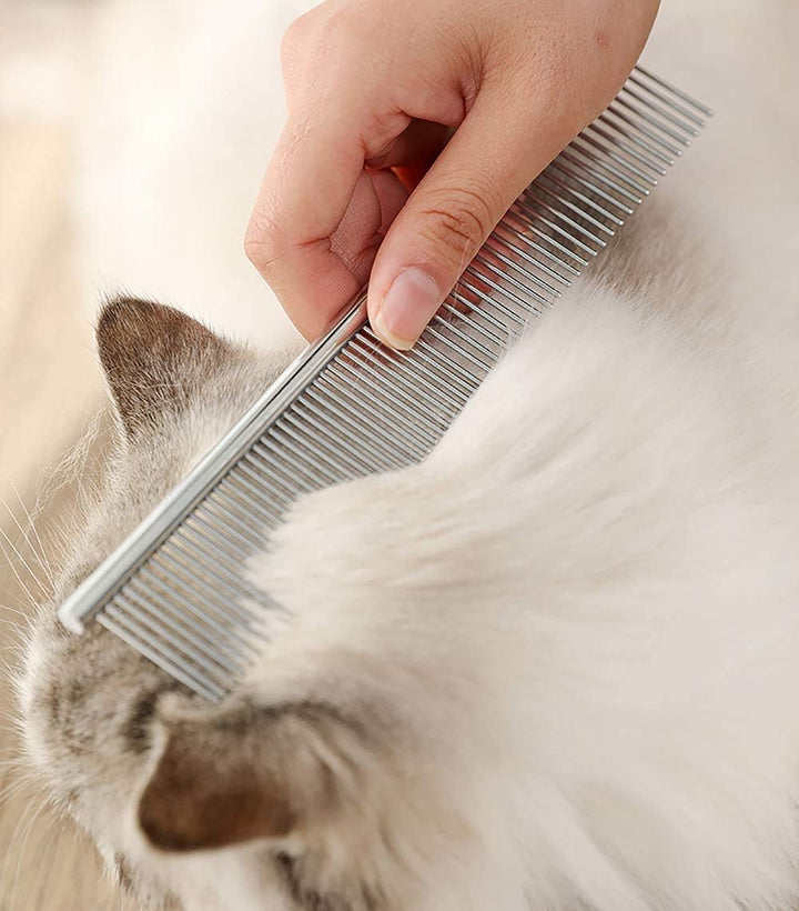 Dog Grooming Scissors with Safety round Tips, Heavy Duty Titanium Pet Grooming Trimmer Kit, Professional Thinning Shears, Curved Scissors with Comb for Dogs and Cats (Set of 3)