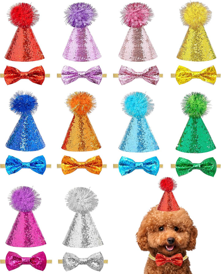 10Pcs Mini Small Dog Hats Cat Birthday Party Hat Rabbit Hats for Holiday Wedding Puppies Kittens Costume Accessories