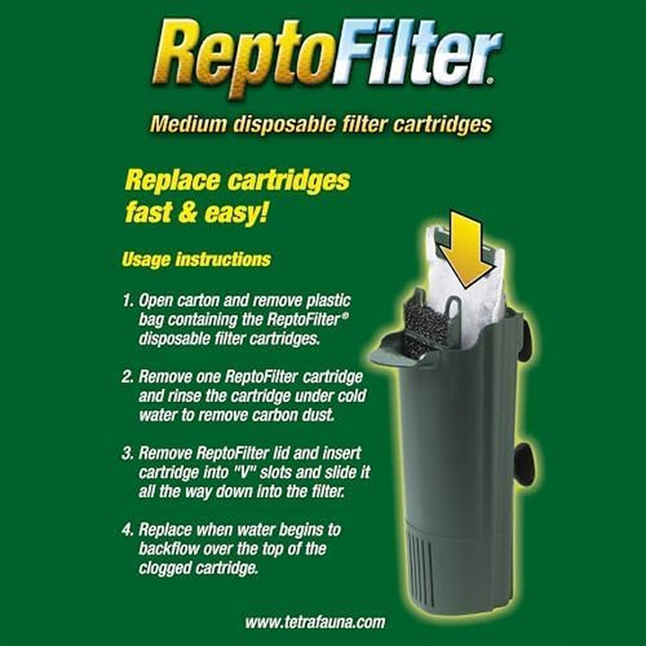 fauna Reptofilter Filter Cartridges, Size Medium, Filter Cartridge Refills, 3 Count