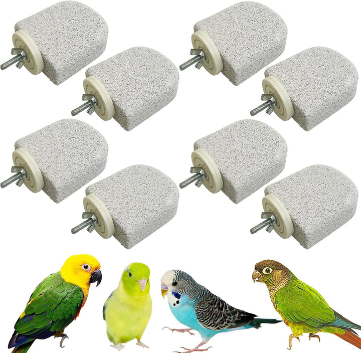 4 PCS Bird Perch Stands Parrot Calcium Perch Beak Grinding Stone Foot Claws Trimmer Parakeet Platform Parrot Chewing Toys for Small Medium Cockatiel Conure Lovebird Finch