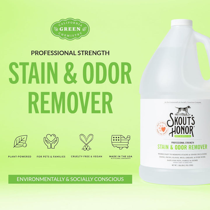 Pet Stain and Odor Remover - Powerful Cleaner for Dog Urine, Sweat, and Other Messes, Destroys and Removes Odor and Stain Molecules, Eco-Friendly Formula for Carpets and Home, 128Oz