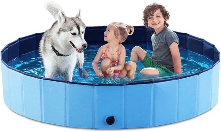 Foldable Dog Pet Bath Pool Collapsible Dog Pet Pool Bathing Tub Kiddie Pool Doggie Wading Pool for Puppy Small Medium Large Dogs Cats and Kids 48" Blue