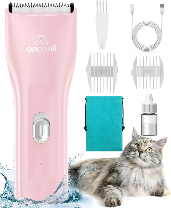 Pet Clipper for Cat Matted Hair, Pet Shaver for Cats Quiet Pet Clippers Waterproof Cordless Cat Clippers for Matted Hair Long Hair with Storage Bag (Green)