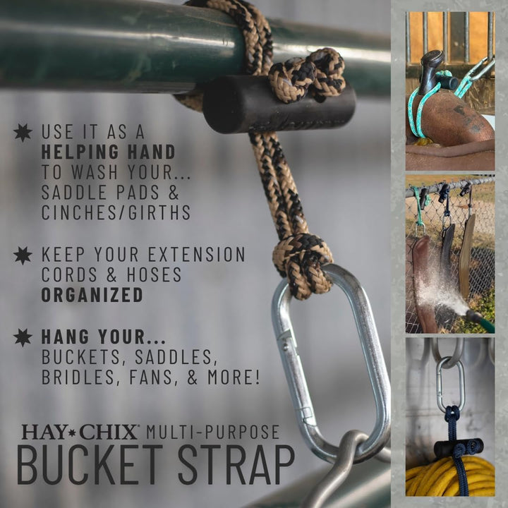 Hay Net for Horses | Slow Feed Hay Bag Feeder | Marine-Grade UV Treated Nylon | Holds 4-6 Flakes | Half Bale Net | 1 3/4" Holes | Oat Rope Color