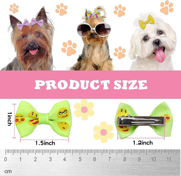 60PCS (30 Paris) Cute Puppy Dog Small Bowknot Hair Bows with Metal Clips Handmade Hair Accessories Bow Pet Grooming Products (60 Pcs,Cute Patterns)