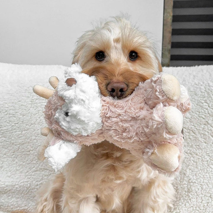 Vixi Maxi Plushie – Soft & Festive Reindeer Toy for Dogs and Cats | Crinkle, Squeaky & Jingle | Lightweight Faux-Fur Cuddle Buddy for Playtime, Snuggles & Holiday Décor