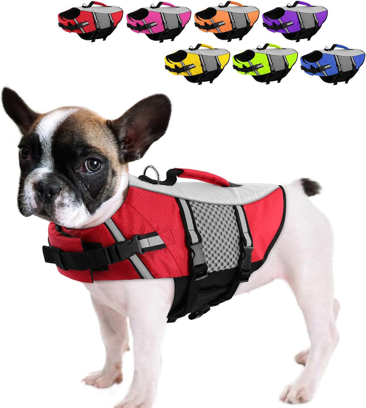 Dog Life Jacket Swimming Vest Small Medium Dogs Neoprene Life Vest Lightweight Reflective Dog Lifesaver for Boating Kayaking Yellow,M