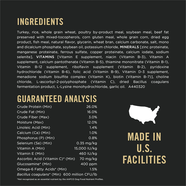 Complete Essentials Shredded Blend Turkey and Rice Dog Food Dry Formula with Probiotics for Dogs - 33 Lb. Bag