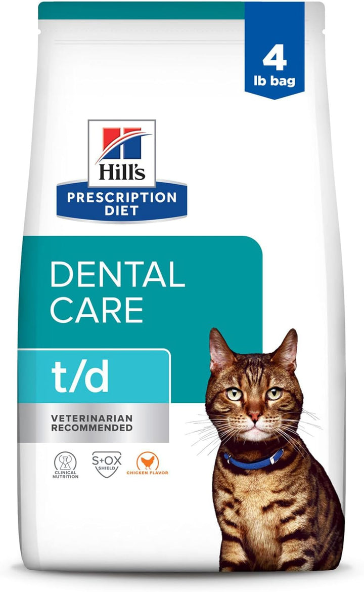 T/D Dental Care Chicken Flavor Dry Cat Food, Veterinary Diet, 4 Lb. Bag