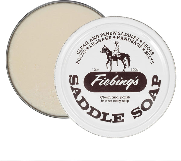 Saddle Soap 12Oz - White - Clean, Polish and Maintain Saddles, Shoes, Luggage, Handbags - Thoroughly Cleans & Restores Natural Preservative Leather Oils to Maintain Suppleness & Strength