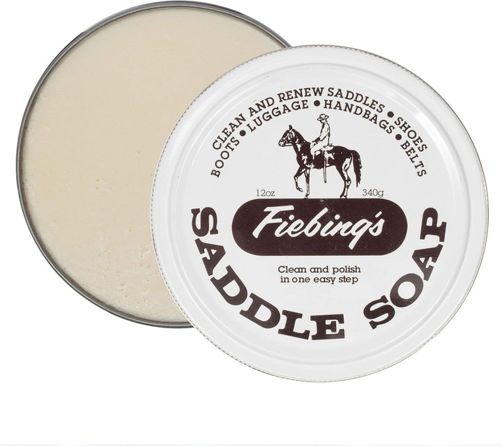 Saddle Soap 12Oz - White - Clean, Polish and Maintain Saddles, Shoes, Luggage, Handbags - Thoroughly Cleans & Restores Natural Preservative Leather Oils to Maintain Suppleness & Strength