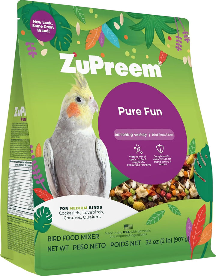Fruitblend Bird Pellets, Daily Bird Food for Cockatiel, Lovebird, Quaker, Small Conure, Lorikeet, Core Nutrition for Medium Birds, Cockatiel Pellets, Conure Food (M, 2 Lbs)