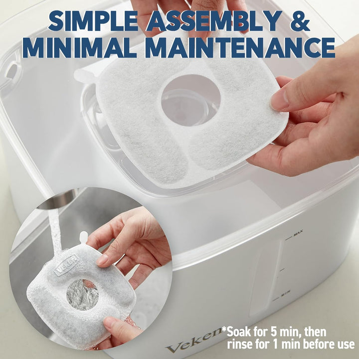 Cat Water Fountain Filters, 8 Pack Replacement Filters & 8 Pack Replacement Pre-Filter Sponges Set for 50Oz, 84Oz, 95Oz Automatic Pet Fountain Dog Water Dispenser