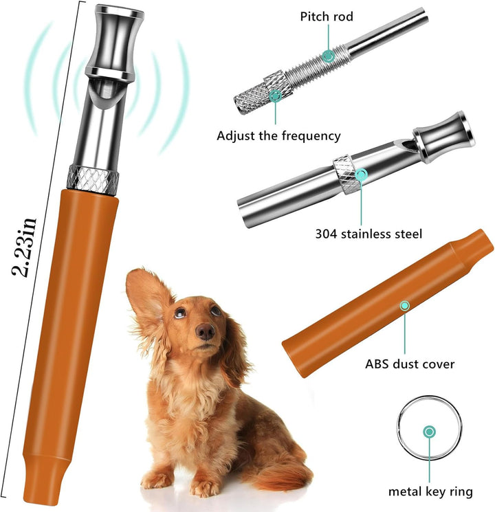 2 Pack Dog Whistle, Dog Whistle to Stop Barking Neighbors Dog, Adjustable Ultrasonic Silent Dog Whistle, Professional Recall Dog Training Whistles, with Lanyard (Blue&Orange)