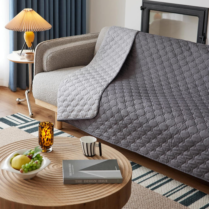 3X Stronger Waterproof Pet Blanket, Scratch Proof Furniture Protector for Dogs Cats, Reversible Cover 30X70 Inch, Dark Grey/Light Grey