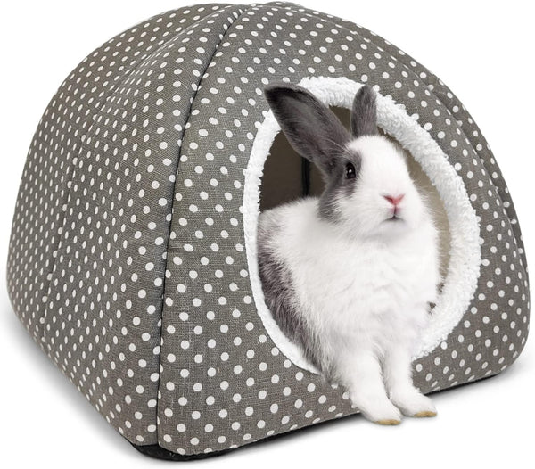 Rabbit Hideout Large Bunny Bed Washable Rabbit House and Hideout Fleece Guinea Pig Hiding Hut for Indoor Bunnies Small Animal Hideaway