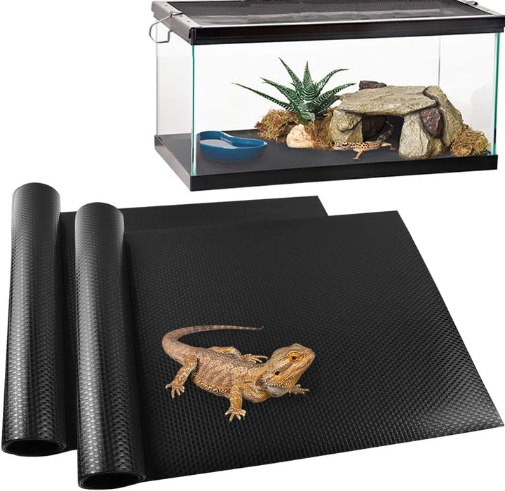 Reptile Carpet,Bearded Dragon Tank Accessories,Reptile Mat, Leopard Gecko Substrate,Bearded Dragon Tank Flooring,Snake, Tortoise Bedding(18" X 79 ", 1 PCS Black Thicker Mat)