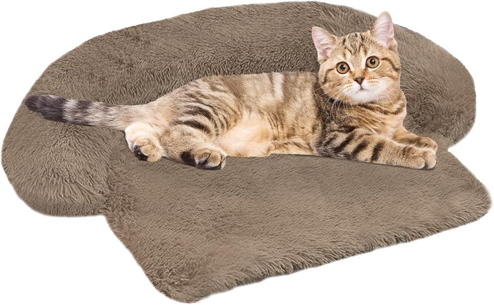 Calming Dog Bed Fluffy Plush Dog Mat for Furniture Protector with Removable Washable Cover for Large Medium Small Dogs and Cats (Large, Light Grey)