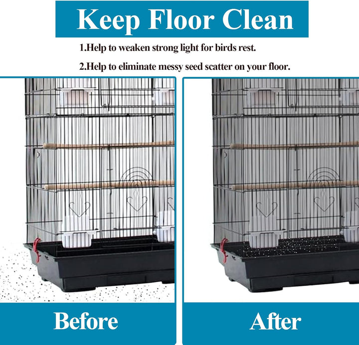 Large Bird Cage Seed Cather,Bird Cage Cover Adjustable Soft Airy Skirt Guard Birdcage Nylon Mesh Net for Parrot Parakeet Macaw African round Square Cages Cover (118 * 31.5In/300 * 80Cm) (Black)