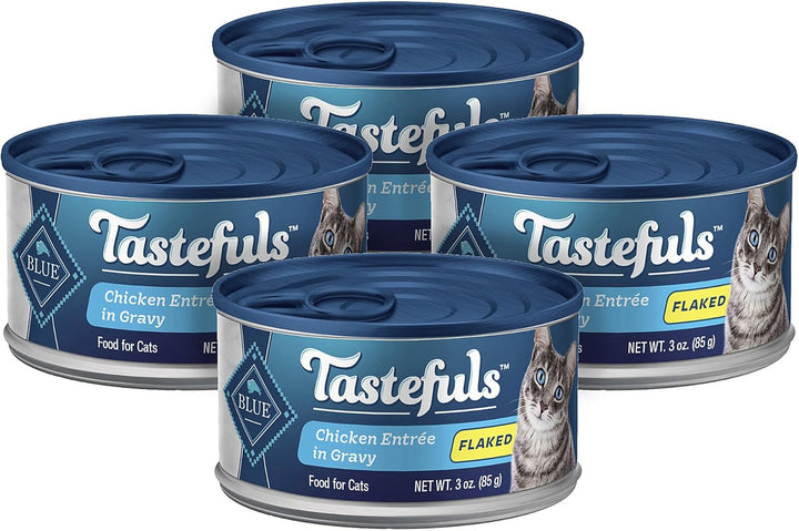 Tastefuls Flaked Wet Cat Food Variety Pack, Made with Natural Ingredients, Tuna, Chicken, Fish & Shrimp, 3-Oz Cans (12 Count, 4 of Each)
