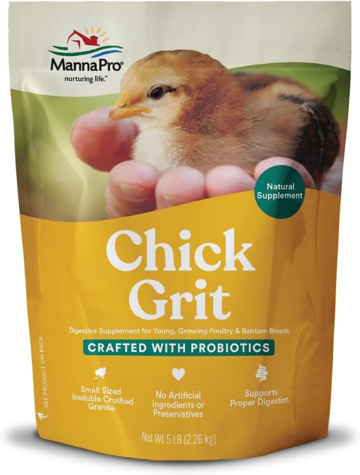 Chick Grit Digestive Supplement for Young Growing Poultry & Bantam Breeds, No Artificial Ingredients or Preservatives, Natural Supplement with Insoluble Crushed Granite, 5 Lbs