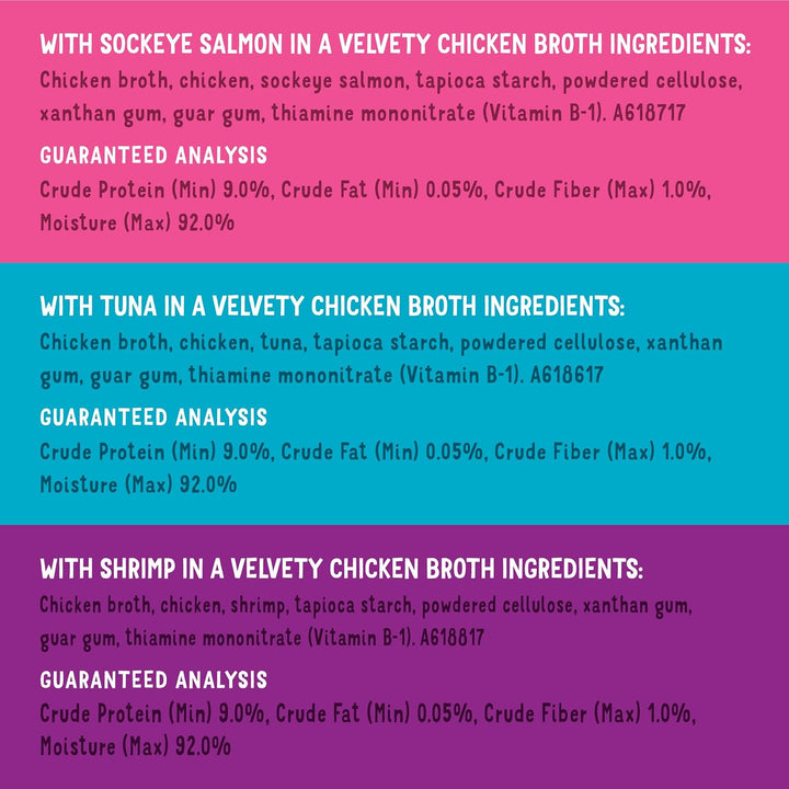 Purina  Grain Free Wet Cat Food Lickable Cat Treats Variety Pack, Lil' Soups with Salmon, Tuna or Shrimp - (Pack of 30) 1.2 Oz. Cups