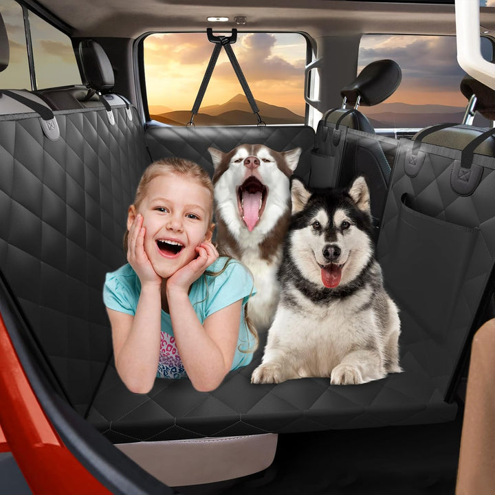 Back Seat Extender for Dogs-Large Space, Dog Car Seat Cover Hard Bottom Holds 420Lbs, Sturdy Backseat Extender for Dogs,Upgraded Material Waterproof Pet Car Bed Dog Hammock for Car, Suv,Truck