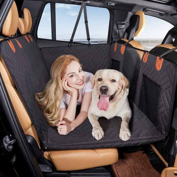 Back Seat Extender,Dog Seat Cover for Back Seat,Hard Bottom Car Seat Cover for Dogs,Dog Hammock for Car,Back Seat Pet Cover for Dogs(Black)