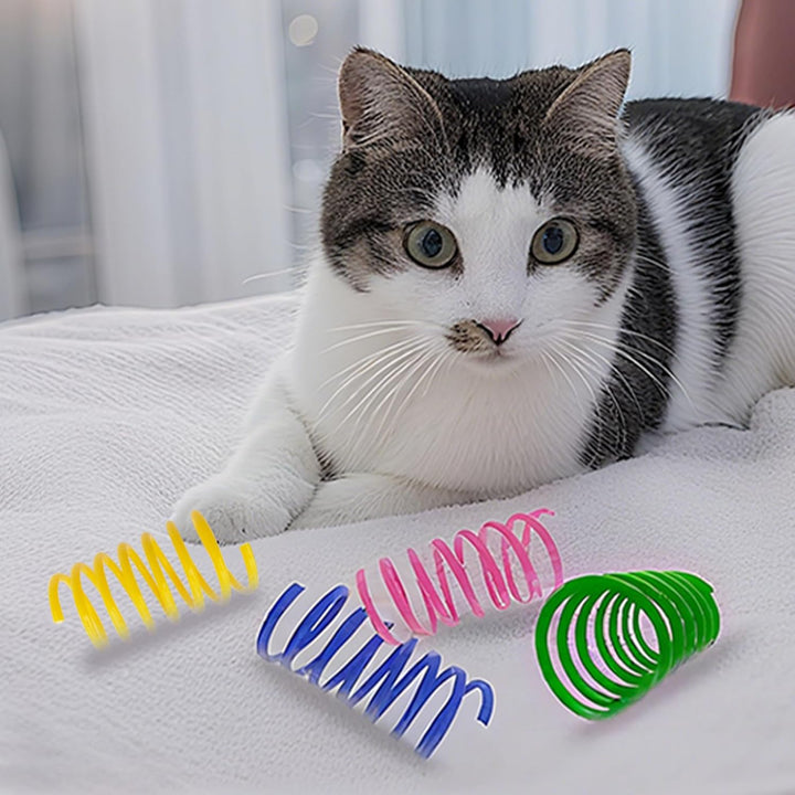 Cat Spring Toys, 30 Pack Cat Spiral Springs for Indoor Cats, Colorful & Durable Plastic Spring Coils Attract to Swat, Bite, Hunt, Interactive Toys for Kittens