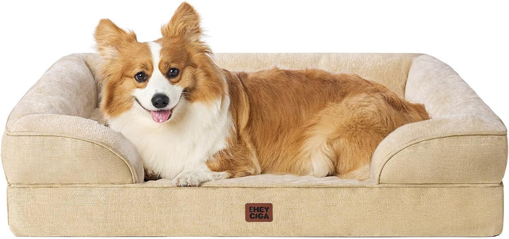 Orthopedic Dog Beds for Extra Large Dogs 44X32Inch, Waterproof Memory Foam XL Pet Bed with Sides, Non-Slip and Egg-Crate Foam Big Dog Couch Bed with Washable Removable Cover, Grey