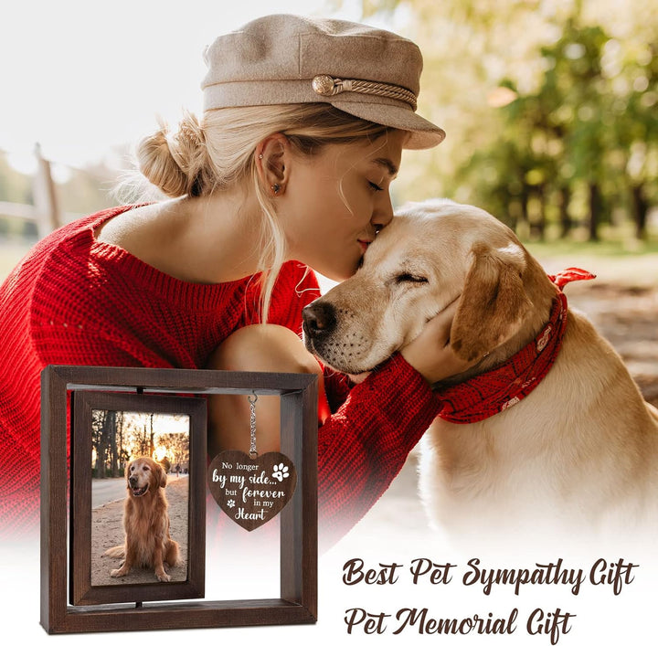 Dog Memorial Picture Frame - Rotating Wooden Picture Frame for 4X6 Photo - Dog Memorial Gifts for Loss of Dog - Pet Memorial Gifts - Dog Loss Sympathy Bereavement Remembrance Gift