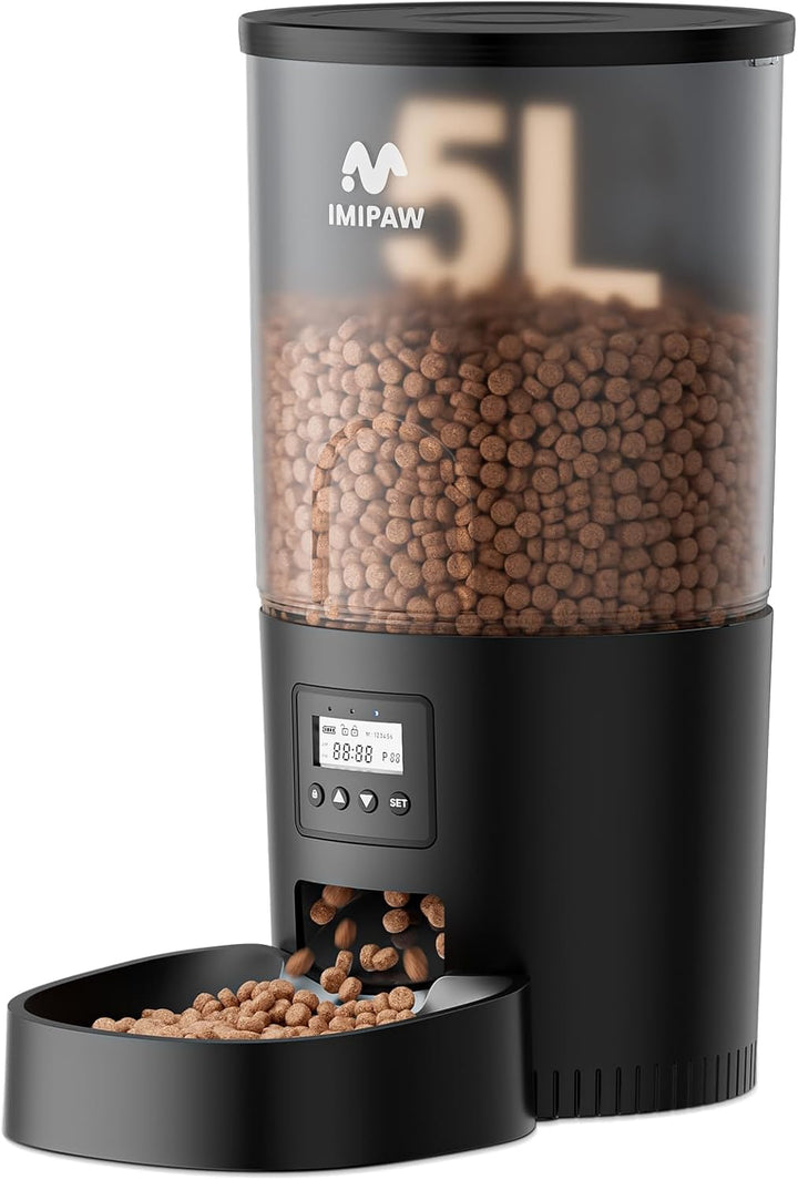 Automatic Cat Feeders, 3L Timed Cat Dry Food Dispenser, Dual Power Supply, Programmable Portion Size, Auto Pet Feeder for Cats and Small Dogs