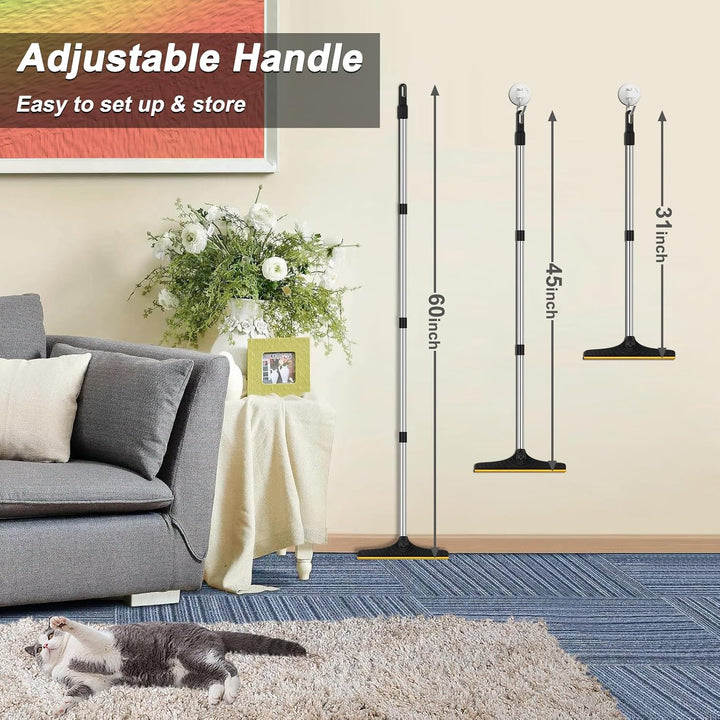 Carpet Rake for Pet Hair Removal, Reusable Pet Hair Remover with 60” Adjustable Long Handle, Carpet Scraper Dog Cat Hair Remover Tool for Rugs, Mats