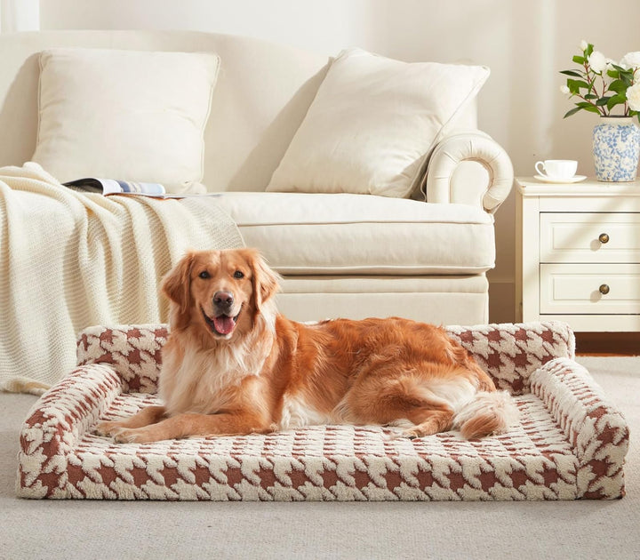 Orthopedic Dog Beds Large Sized Dog, XL Washable Memory Foam Pet Couch Bed with Removable Washable Cover, Non-Slip Bottom with Bolster Sides, Grey