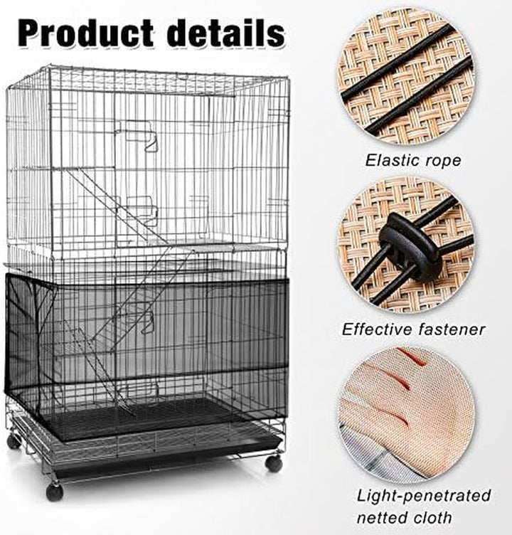 Large Bird Cage Seed Catcher,Bird Cage Cover Net Skirt Guard,Adjustable Soft Airy Mesh Net for Parrot Parakeet Macaw(118 X 15 Inch/ 300 X 37 Cm,Black)
