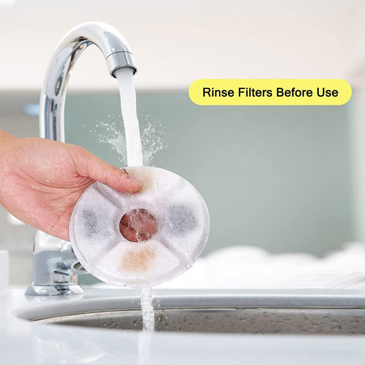 Cat/Pet Water Fountain Filters, 12 Pieces Set Pack of 8 Replacement Filter Fit for 81Oz/2.4L, 3 Filtration System with 4 Pre-Filter Sponges