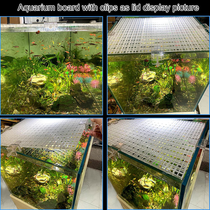 4 Aquarium Lid Hood Fish Tank Top Cover Terrarium Lid Plastic Grid Panel Egg Crate Grate 6 Aquarium Glass Cover Board Clip