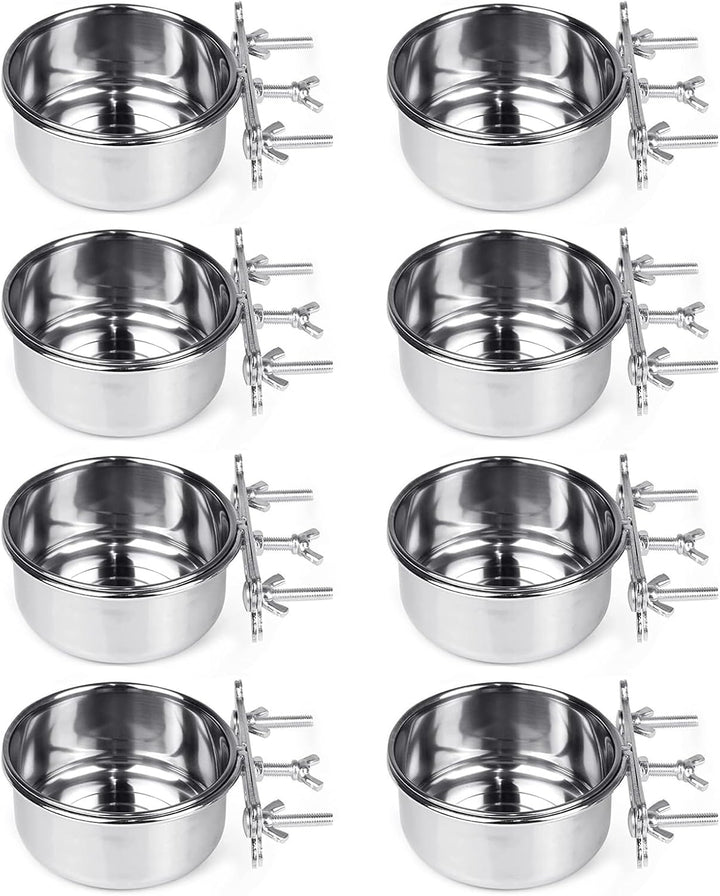 Bird Feeding Dish Cups Parrot Food Bowl Clamp Holder Coop Cup, 2PCS Bird Cage Water Bowl for Parakeet African Greys Conure Cockatiels Lovebird Budgie Chinchilla