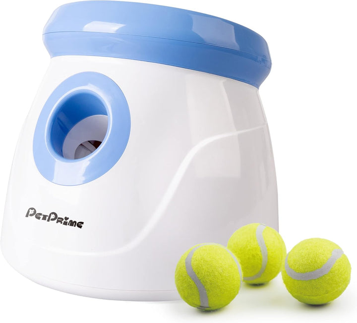 Automatic Dog Ball Thrower Launcher for Small and Medium Dogs, Interative Dog Fetch Machine with 3 Tennis Balls (2'') for Indoor/Outdoor Throwing Game Launch Distance 10-30Ft