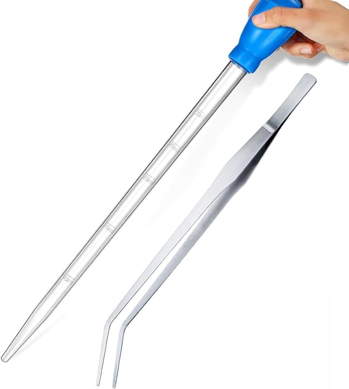 17.7In 1 Pieces Long Pipette for Fish Tank Coral Food Feeder Long Syringe Reef Coral Food Spot Feeder Tube for Reef Aquatic Plant Spider Snake Lizard，For Axolotl Tank Accessories